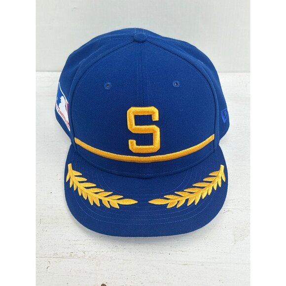 Seattle Mariners Pilot New Era 100th Anniversary Hat Blue & Yellow Sz 7 3/4 - Picture 7 of 7